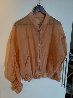 Lightweight Peach Bomber Jacket - Women's Zip Front
